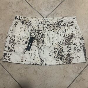 Fashion Nova Cow Print Cargo Mini Skirt